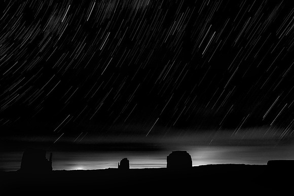Monument Valley Star Trails B & W