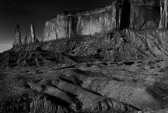 3 Sisters, Monument Valley in B & W