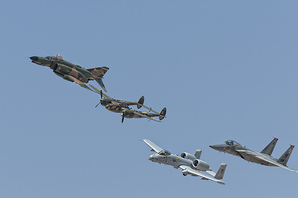 F4 with a P-38 an A-10 and F-15