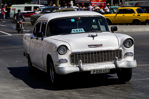 White 55 Chev Havana Taxi