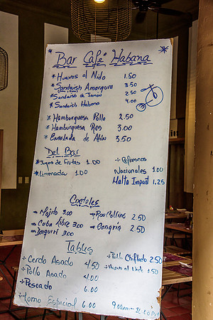 Bar Cafe Habana Menu