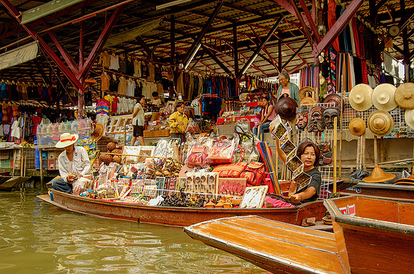 Floating Vender displaying goods