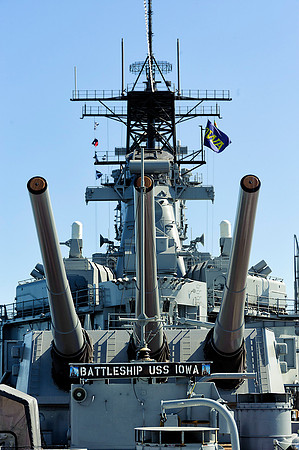 Stern view of the Battleship Iowa docked in San Pedro