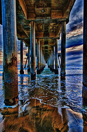 Huntington Beach Pier Supports in HDR