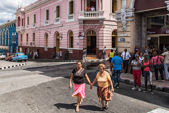 Street corner ped crossing in Santiago Cuba