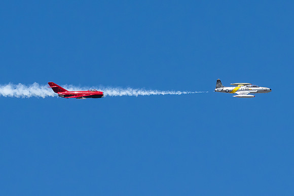 Mig 17 chasing a T-33